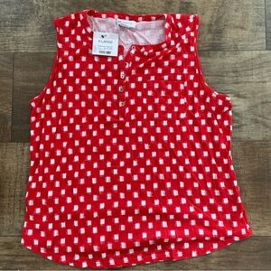 New Liz Claiborne red and white  henley tank top